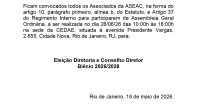 Edital de Convocação das Eleições Biênio 2026/2028 – Diretoria Executiva e Conselho Diretor