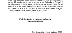 Edital de Convocação das Eleições Biênio 2026/2028 – Diretoria Executiva e Conselho Diretor