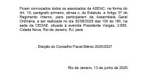 Edital de convoncação – Eleições ASEAC 2025 – Conselho Fiscal Biênio 2025/2027